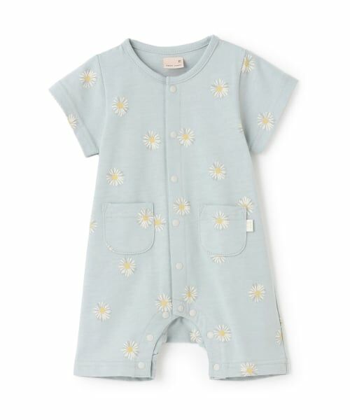 petit main / プティマイン ロンパース | 【GOODPRICE】半袖カバーオール（ブルー グレー）