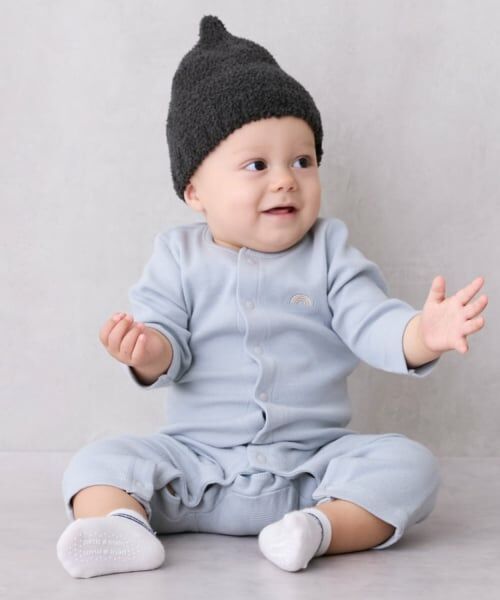 petit main / プティマイン ロンパース | 【GOODPRICE】長袖カバーオール（ブルー グレー）