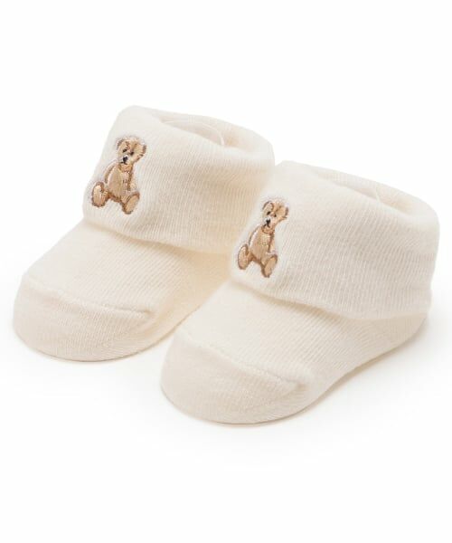 petit main / プティマイン ベビー・キッズウエア | 【POLO BCS】くま刺繍カップソックス（オフ ホワイト）