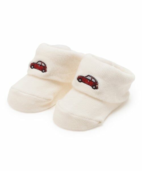 petit main / プティマイン ベビー・キッズウエア | 【POLO BCS】くるま刺繍カップソックス（オフ ホワイト）