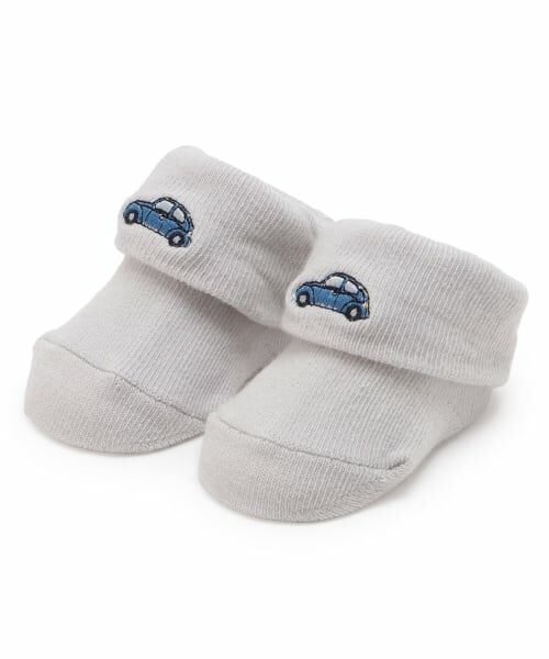 petit main / プティマイン ベビー・キッズウエア | 【POLO BCS】くるま刺繍カップソックス（トップ グレー）