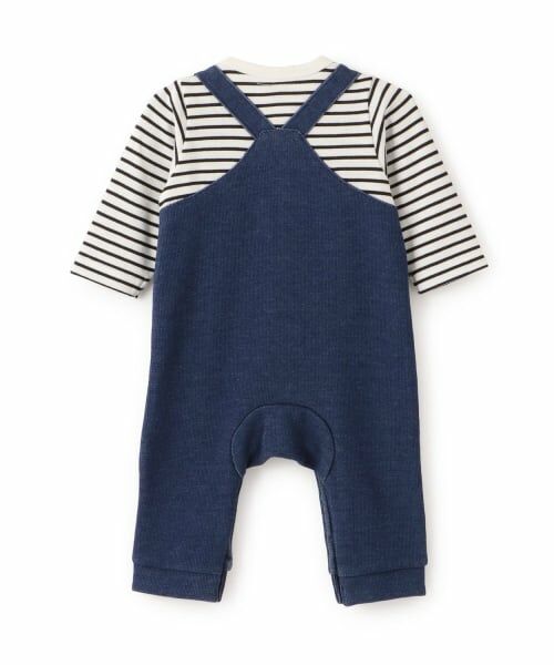 petit main / プティマイン ロンパース | クマ刺しゅうサロペ風カバーオール | 詳細1