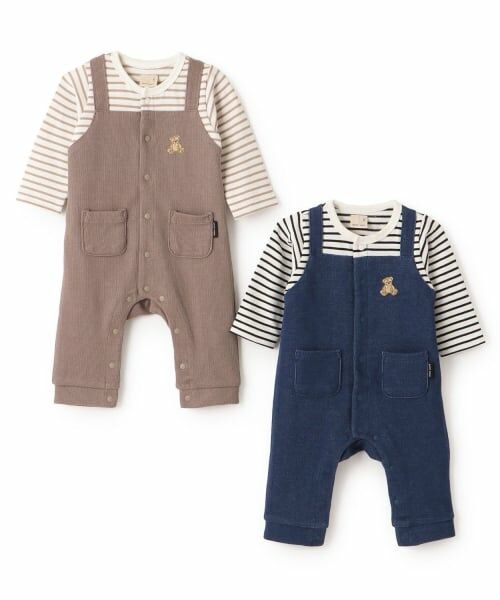 petit main / プティマイン ロンパース | クマ刺しゅうサロペ風カバーオール | 詳細8