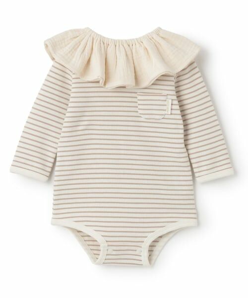 petit main / プティマイン ロンパース | スタイつきロンパース（薄ベージュ）