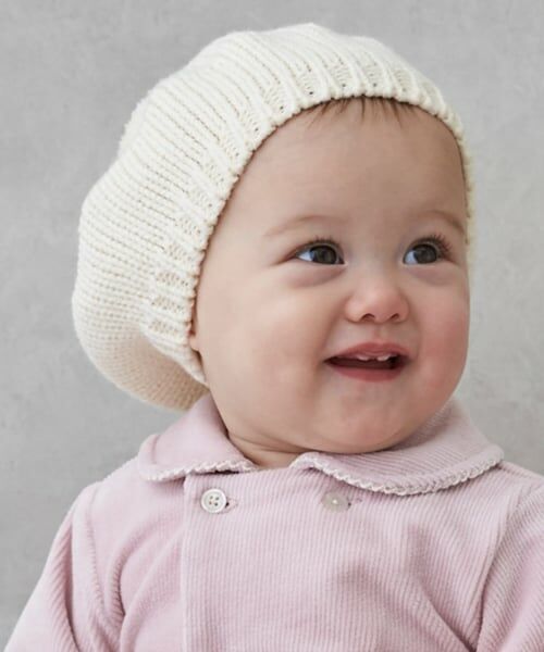 petit main / プティマイン ベビー・キッズグッズ | ポンポンつきベレー帽（アイボリー）