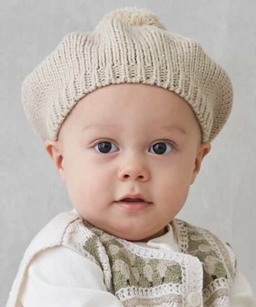 petit main / プティマイン ベビー・キッズグッズ | ポンポンつきベレー帽（ベージュ）