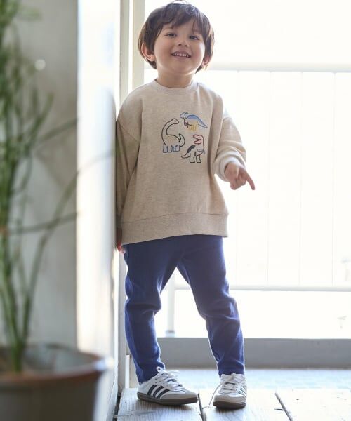 petit main / プティマイン その他パンツ | 【防汚】フワのびっとテレコレギンス(ブルー)