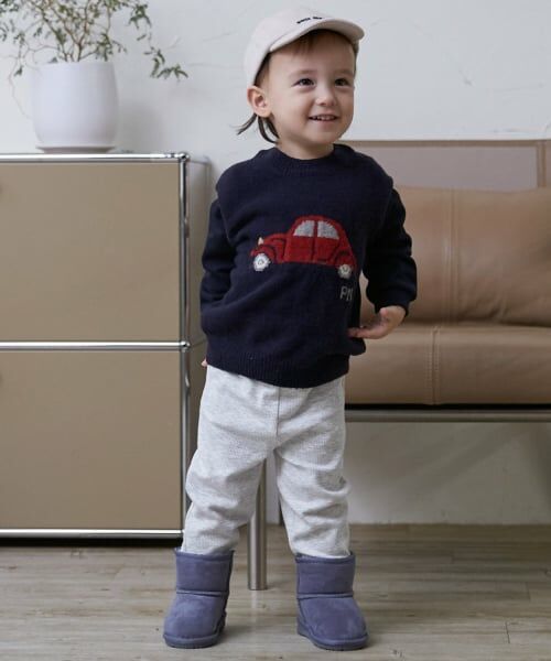 petit main / プティマイン その他パンツ | 【防汚】フワのびっとテレコレギンス(シロ杢)