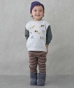 petit main / プティマイン その他パンツ | 【ウォッシャブル】マルチボーダーニットレギパン