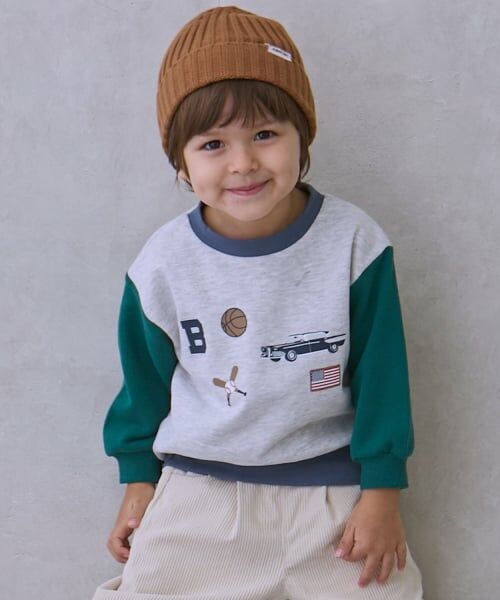 petit main / プティマイン スウェット | 【プティプラ】BOYSトレーナー（グリーン）