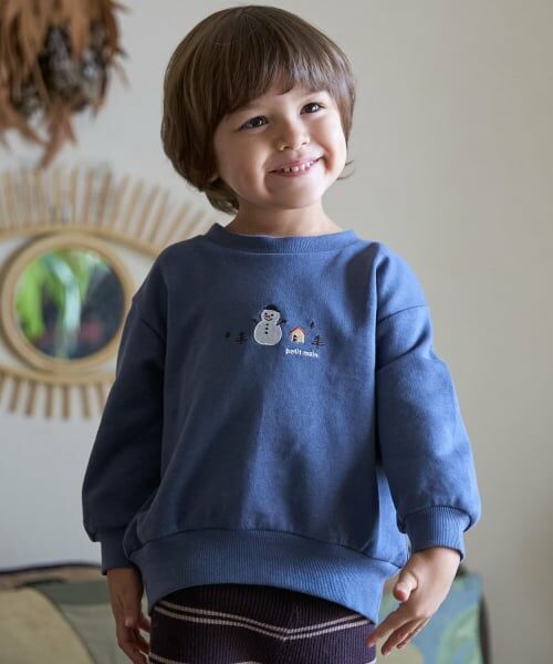petit main / プティマイン スウェット | 【プティプラ】BOYSトレーナー（インク ブルー）
