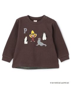 petit main / プティマイン Tシャツ | 【おさるのジョージ】接結アップリケ長袖Tシャツ