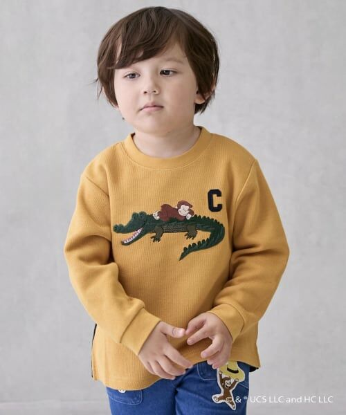 petit main / プティマイン Tシャツ | 【おさるのジョージ】接結アップリケ長袖Tシャツ | 詳細2