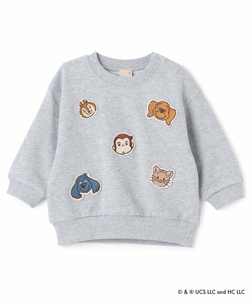 petit main / プティマイン スウェット | 【おさるのジョージ】フェイスワッペントレーナー（トップ グレー）