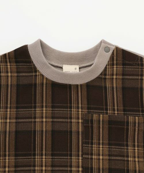 petit main / プティマイン Tシャツ | 【リンク】チェックドッキング長袖Tシャツ | 詳細6