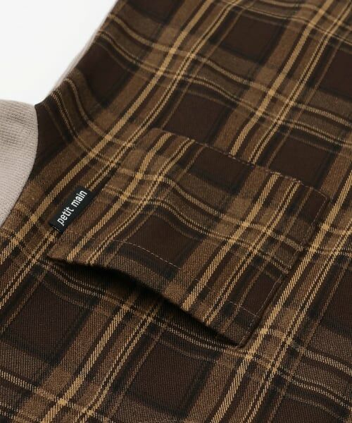 petit main / プティマイン Tシャツ | 【リンク】チェックドッキング長袖Tシャツ | 詳細7