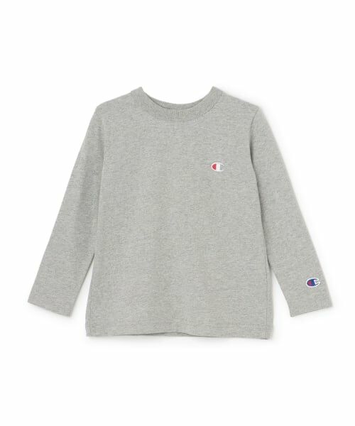 petit main / プティマイン Tシャツ | 【champion】ワンポイント長袖Tシャツ(サイズ:100～150)（トップ グレー）
