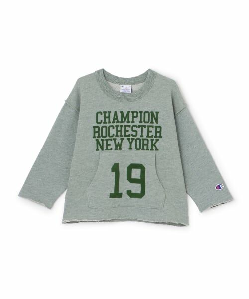 petit main / プティマイン スウェット | 【champion】ナンバリングポケットトレーナー(サイズ:100～150)（ライト グリーン）