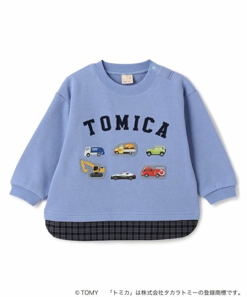 petit main / プティマイン スウェット | 【TOMICA】裾チェックトレーナー（ブルー）