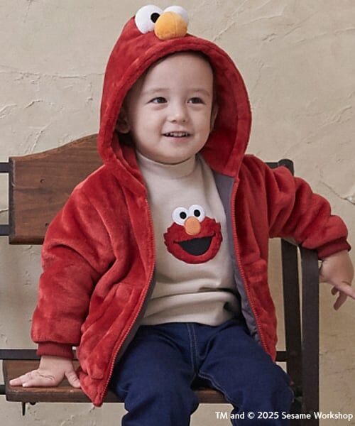 petit main / プティマイン パーカー | 【SESAME STREET】もこもこパーカー（赤）
