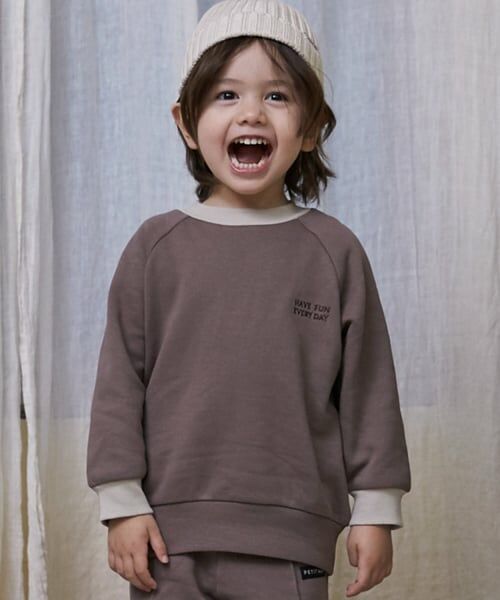 petit main / プティマイン スウェット | 【GOODPRICE】裏起毛衿配色トレーナー（モカ茶）