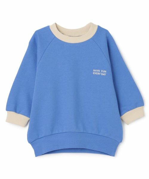 petit main / プティマイン スウェット | 【GOODPRICE】裏起毛衿配色トレーナー（ブルー）
