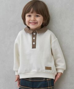 petit main / プティマイン スウェット | 衿つき配色裏起毛トレーナー