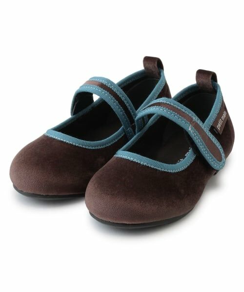 petit main / プティマイン パンプス | ワンストラップベロアシューズ（モカ茶）