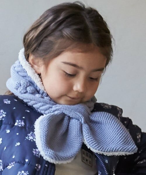 petit main / プティマイン マフラー・ショール・スヌード・ストール | ジャガードニットマフラー（ライト ブルー）