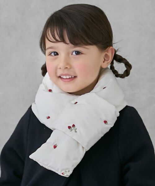 petit main / プティマイン マフラー・ショール・スヌード・ストール | アソート刺しゅう中綿マフラー（アイボリー）