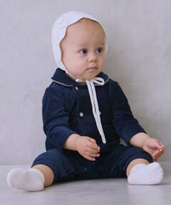 petit main / プティマイン ロンパース | ダブルボタン衿つきカバーオール