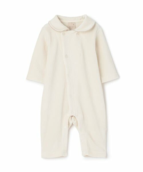 petit main / プティマイン ロンパース | ダブルボタン衿つきカバーオール（アイボリー）