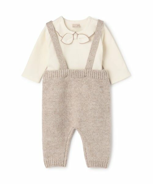 petit main / プティマイン ベビー・キッズウエア | サスつきニットパンツセット（ベージュ）