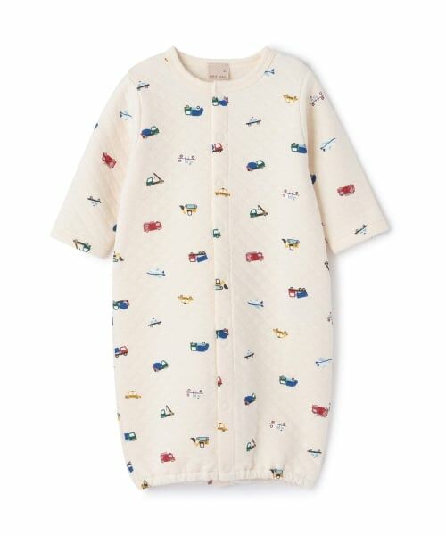 petit main / プティマイン ロンパース | キルト車柄2wayオール（オフ ホワイト）