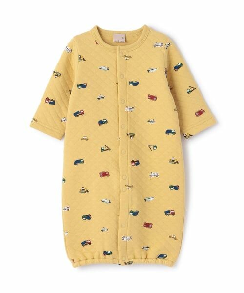 petit main / プティマイン ロンパース | キルト車柄2wayオール（黄）