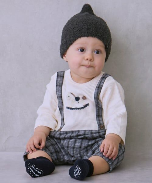 petit main / プティマイン ロンパース | サス付きモチーフカバーオール（マルチ）