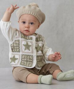 petit main / プティマイン ロンパース | クロシェベストつきカバーオール