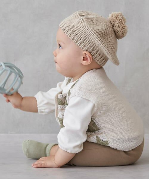 petit main / プティマイン ロンパース | クロシェベストつきカバーオール | 詳細1