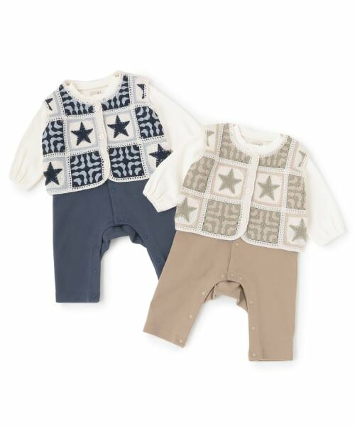 petit main / プティマイン ロンパース | クロシェベストつきカバーオール | 詳細15