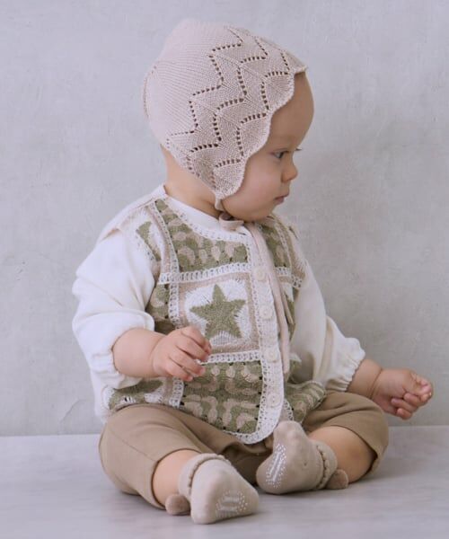 petit main / プティマイン ロンパース | クロシェベストつきカバーオール | 詳細3