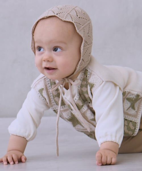 petit main / プティマイン ロンパース | クロシェベストつきカバーオール | 詳細5