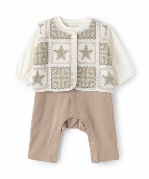 petit main / プティマイン ロンパース | クロシェベストつきカバーオール | 詳細6