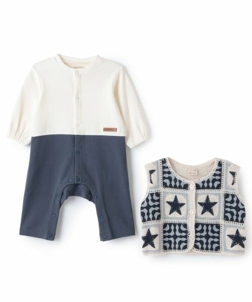 petit main / プティマイン ロンパース | クロシェベストつきカバーオール | 詳細8