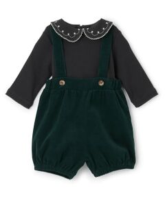 petit main / プティマイン ベビー・キッズウエア | 衿刺しゅうサロペットセット