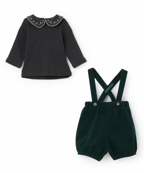 petit main / プティマイン ベビー・キッズウエア | 衿刺しゅうサロペットセット | 詳細7