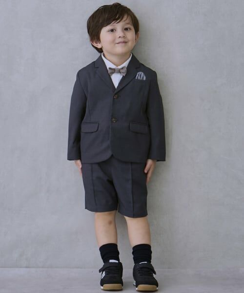 petit main / プティマイン セットアップ | 【セミフォーマル】JK+ハーフパンツセット（チャコール）