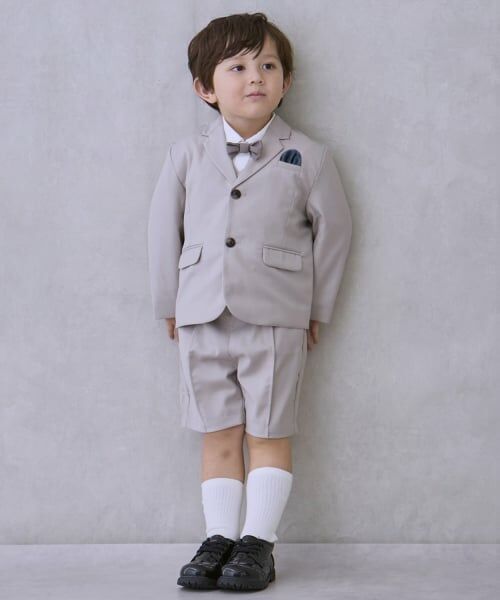 petit main / プティマイン セットアップ | 【セミフォーマル】JK+ハーフパンツセット（ライト グレー）