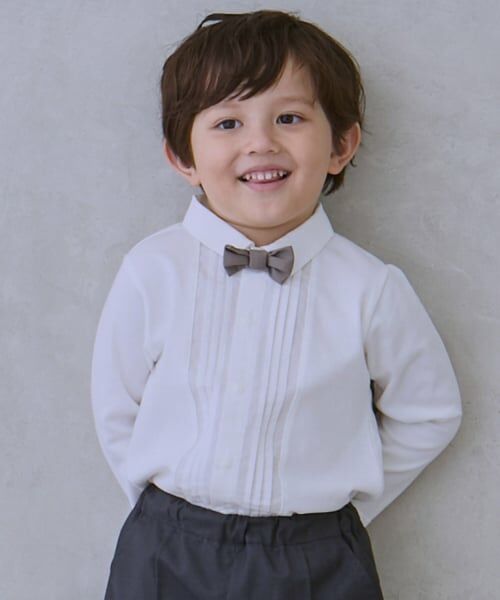 petit main / プティマイン シャツ・ブラウス | 【セミフォーマル】蝶ネクタイつきカットソーシャツ（オフ ホワイト）