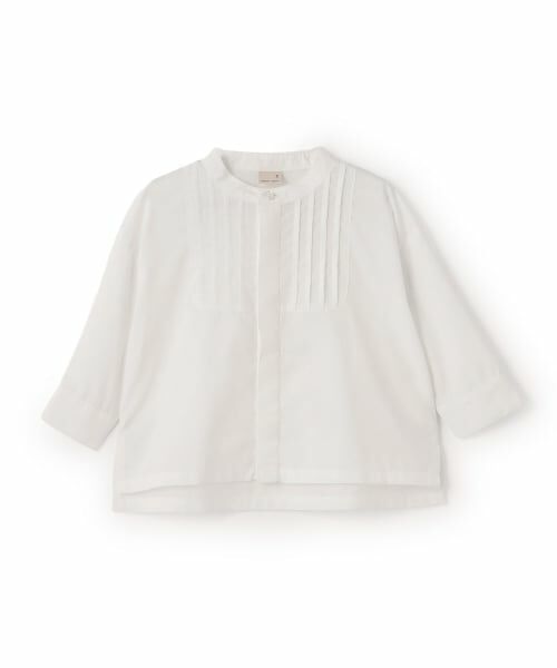 petit main / プティマイン シャツ・ブラウス | 【セミフォーマル】ノーカラーシャツ（オフ ホワイト）