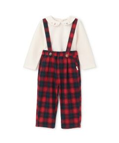 petit main / プティマイン その他パンツ | 衿つき長T+サスつきパンツセット